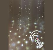 Гирлянда светодиодная «Дождь» 3х3м 300LED с крючками для крепления тепл. бел. 8 режимов мигания питание от USB 5В пульт ДУ КОСМОС KOC_CUR-U103