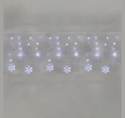 Гирлянда светодиодная «Бахрома» со снежинками 2.4х0.9м 150LED бел. 7.5Вт 230В IP20 с контроллером 8 режимов Neon-Night 255-075