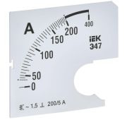 Шкала сменная для амперметра Э47 200/5А-1.5 72х72мм IEK IPA10D-SC-0200