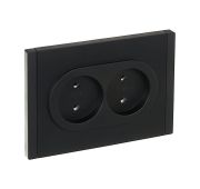 Розетка 2-м СП FORTE&PIANO FP126 10А без заземл. без защ. шторок безвинт. крепл. черн. IEK FP-R20-10-1-K02