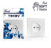 Розетка 1-м СП Pixel 16А IP20 без заземл. в сборе айс TOKOV ELECTRIC TKE-PX-R1F-C34