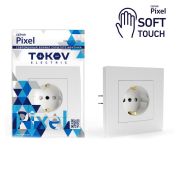 Розетка 1-м СП Pixel 16А IP20 с заземл. защ. шторки в сборе айс TOKOV ELECTRIC TKE-PX-R1FZSF-C34