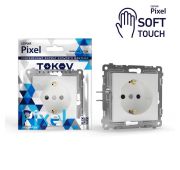 Розетка 1-м СП Pixel 16А IP20 с заземл. защ. шторки механизм айс TOKOV ELECTRIC TKE-PX-R1ZSF-C34