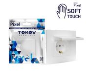 Розетка 1-м СП Pixel 16А IP20 с заземл. защ. шторки с крышкой механизм айс TOKOV ELECTRIC TKE-PX-R1ZSW1-C34