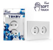 Розетка 2-м СП Pixel 16А IP20 без заземл. в сборе айс TOKOV ELECTRIC TKE-PX-R2F-C34