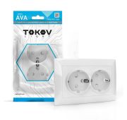 Розетка 2-м СП AVA 16А IP20 с заземл. защ. шторки в сборе бел. TOKOV LIGHT TKL-AV-R2FZSF-C01