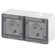 Розетка Эксперт 11-2504-01 2х2P+E гориз. IP55 шторки 16А-250В ОУ бел. Эра Б0063262