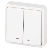 Выключатель Эксперт 11-1525-01 двойн. с подсветкой IP55 10АХ-250В СУ бел. Эра Б0063304