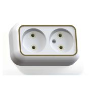 Розетка 2-м ОП Валентина РА10-382 10А IP20 бел./зол. Кунцево 5417