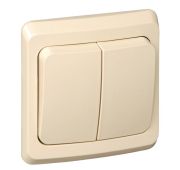 Выключатель 2-кл. СП Этюд 10А IP20 крем. SE BC10-002K