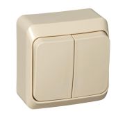 Выключатель 2-кл. ОП Этюд 10А IP20 с подсветкой крем. SE BA10-006K