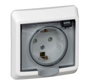 Розетка 1-м СП Этюд 16А IP44 250В с заземл. защ. шторки бел. SE PC16-044B