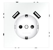 Розетка встраиваемая VOLTUM S70 с заземлением и защитными шторками, 16А, с USB, A+A, (белый матовый)
