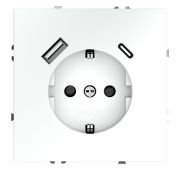 Розетка встраиваемая VOLTUM S70 с заземлением и защитными шторками, 16А, с USB, A+С, (белый матовый)