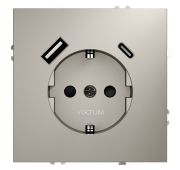 Розетка встраиваемая VOLTUM S70 с заземлением и защитными шторками, 16А, с USB, A+С, (кашемир)