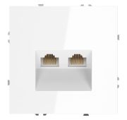Розетка компьютерная встраиваемая VOLTUM S70 двойная RJ45+RJ45 кат.6, (белый глянцевый)