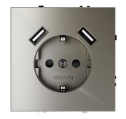 Розетка встраиваемая VOLTUM S70 с заземлением и защитными шторками, 16А, с USB, A+A, (шелк)