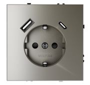 Розетка встраиваемая VOLTUM S70 с заземлением и защитными шторками, 16А, с USB, A+С, (шелк)