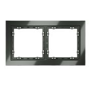 Рамка стеклянная VOLTUM S70 на 2 поста, (титан, стекло)