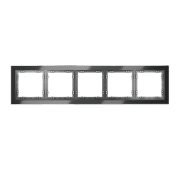 Рамка стеклянная VOLTUM S70 на 5 постов, (графит, стекло)