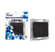 Выключатель 3-кл. СП Pixel 10А IP20 механизм карбон TOKOV ELECTRIC TKE-PX-V3-C14