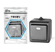 Выключатель 1-кл. ОП Dita IP54 10А 250В с индикацией карбон TOKOV ELECTRIC TKL-DT-V1I-C14-IP54