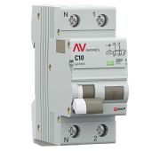 Выключатель автоматический дифференциального тока 2п (1P+N) C 10А 10мА тип AC 6кА DVA-6 AVERES EKF rcbo6-1pn-10C-10-ac-av