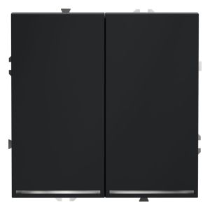 Выключатель встраиваемый VOLTUM S70 двухклавишный с подсветкой 10А, (графит)