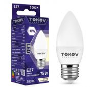 Лампа светодиодная 10Вт С37 3000К Е27 176-264В TOKOV ELECTRIC TKE-C37-E27-10-3K